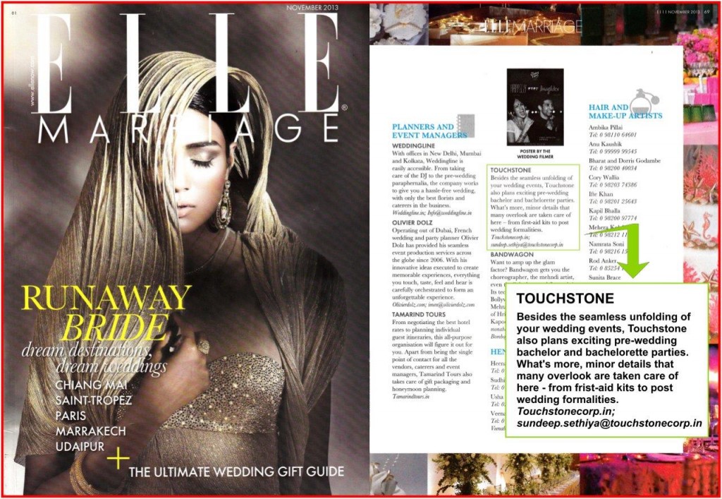 Touchstone Weddings in Elle Nov '13